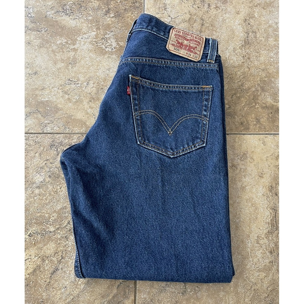 Mens Levi's Jeans 505 Regular Fit Medium Wash Denim size 34x30 Fit 32X29